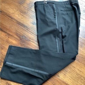 SAVVI. MENS SOLID BLACK TUXEDO PANTS. 42/43/44. 100% WOOL.